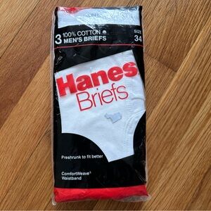 Vintage 1987 Hanes Men's Size 34 White Briefs 3-Pack Made in USA  Cotton Sealed